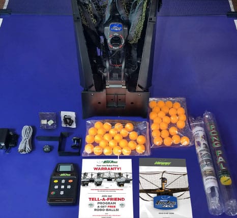 Newgy Robo-Pong 2055 - folded with accessories