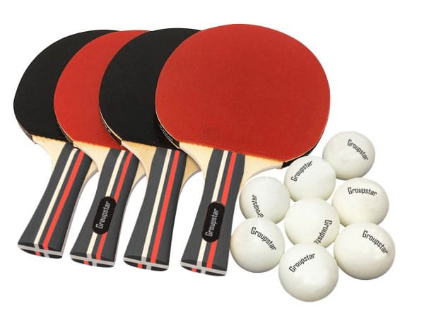 4 Ping Pong Balls 2 Ping Pong Paddles/Rackets Portable Table Tennis Set-Table Tennis Accessories for Home and Outdoor Play Includes Ping Pong Net for Any Table Suny Smiling Ping Pong Set