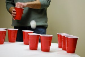 beer pong having fun