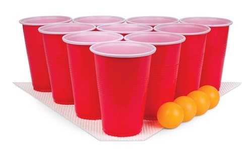 playing beer pong